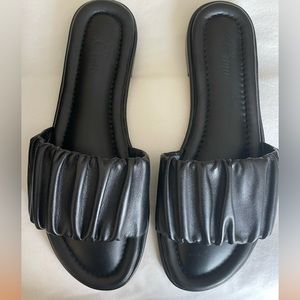 Brand new J crew black  leather slide sandals